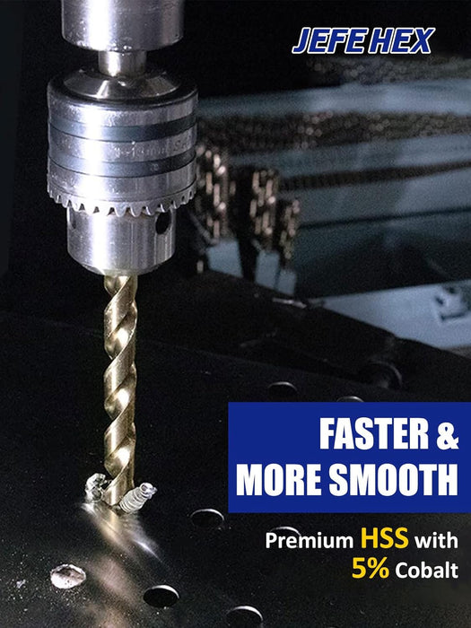 Handree 115 Pcs  Fractional Jobber Length Drill Bit Set, M35, 135 Degrees Split Point, Round Shank, Bronze Finish