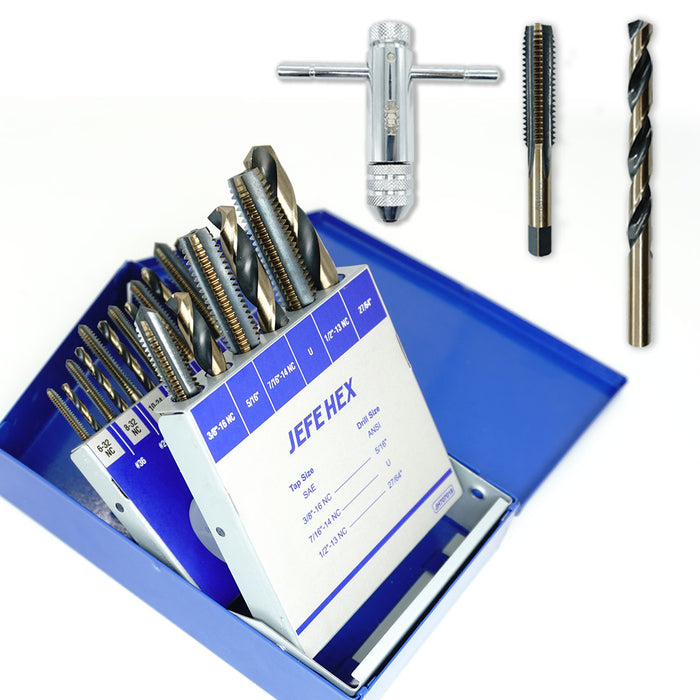 Handree 18 Pcs SAE Drill and Tap Sets