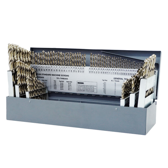 Handree 115 Pcs  Fractional Jobber Length Drill Bit Set, M35, 135 Degrees Split Point, Round Shank, Bronze Finish