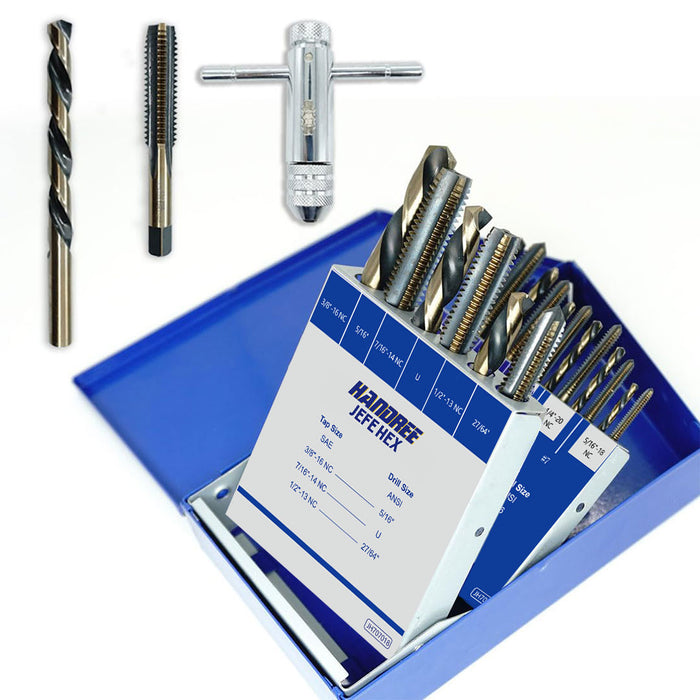 Handree 18 Pcs SAE Drill and Tap Sets