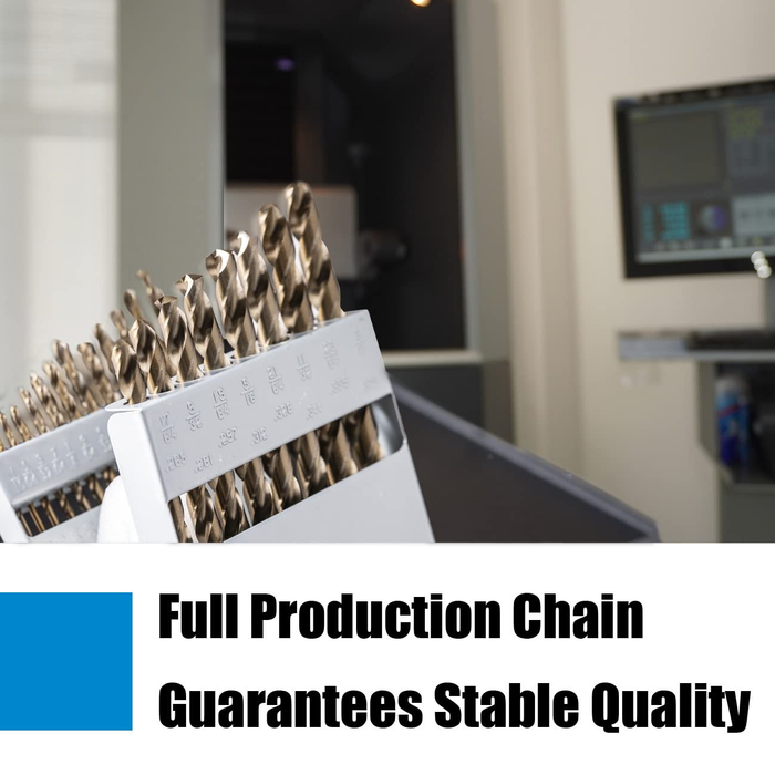 Handree 21 Pcs Fractional Jobber Length Drill Bit Set, M35, 135 Degrees Split Point, Round Shank, Bronze Finish