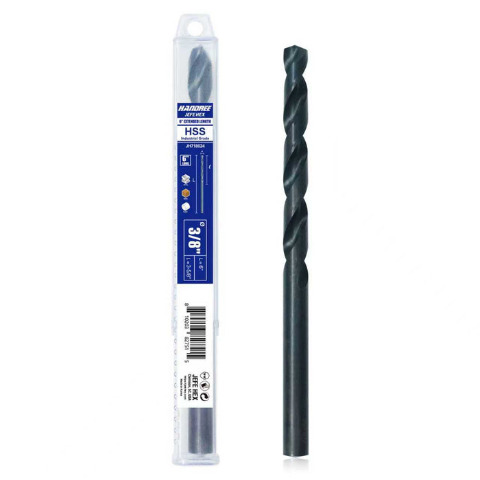 Handree 6 Inch Length Drill Bits, HSS, 135 Degrees Split Point , Straight Shank, Black Oxide Finish