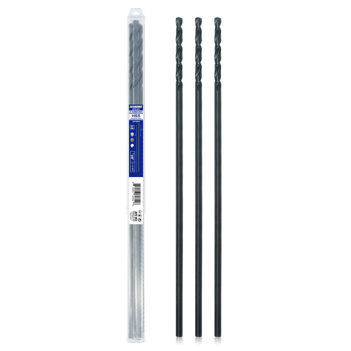 Handree 12 Inch Length Drill Bits, HSS, 135 Degrees Split Point , Straight Shank, Black Oxide Finish
