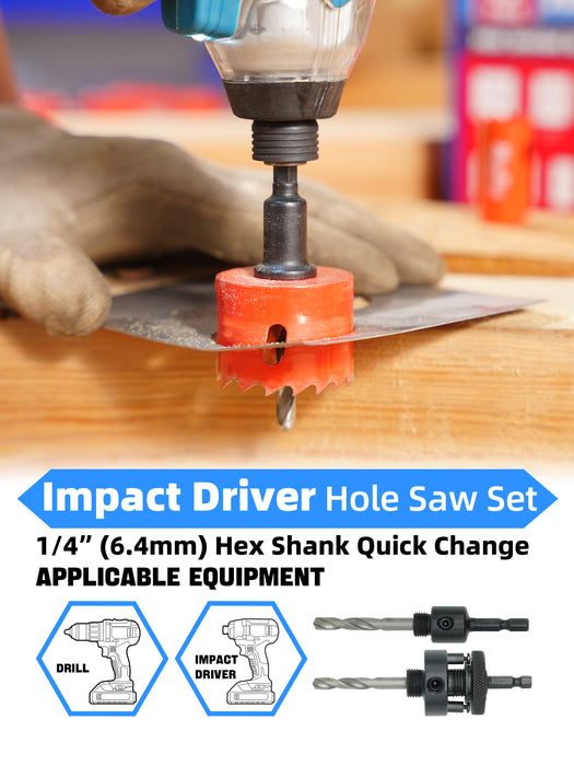 Handree 17 Pcs Hex Shank Bi-Metal Hole Saw Set