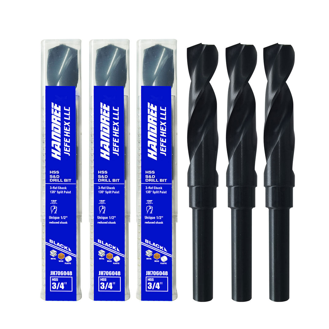 Handree Reduced Shank Drill Bits, HSS, 135 Degrees Split Point, Black ...
