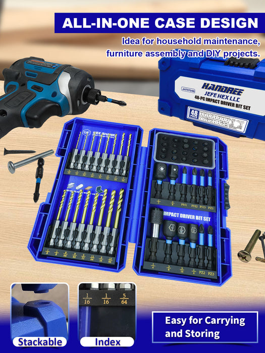 Handree 48 Pcs Hex Shank Drill Bit and Screw Driver Bit Sets