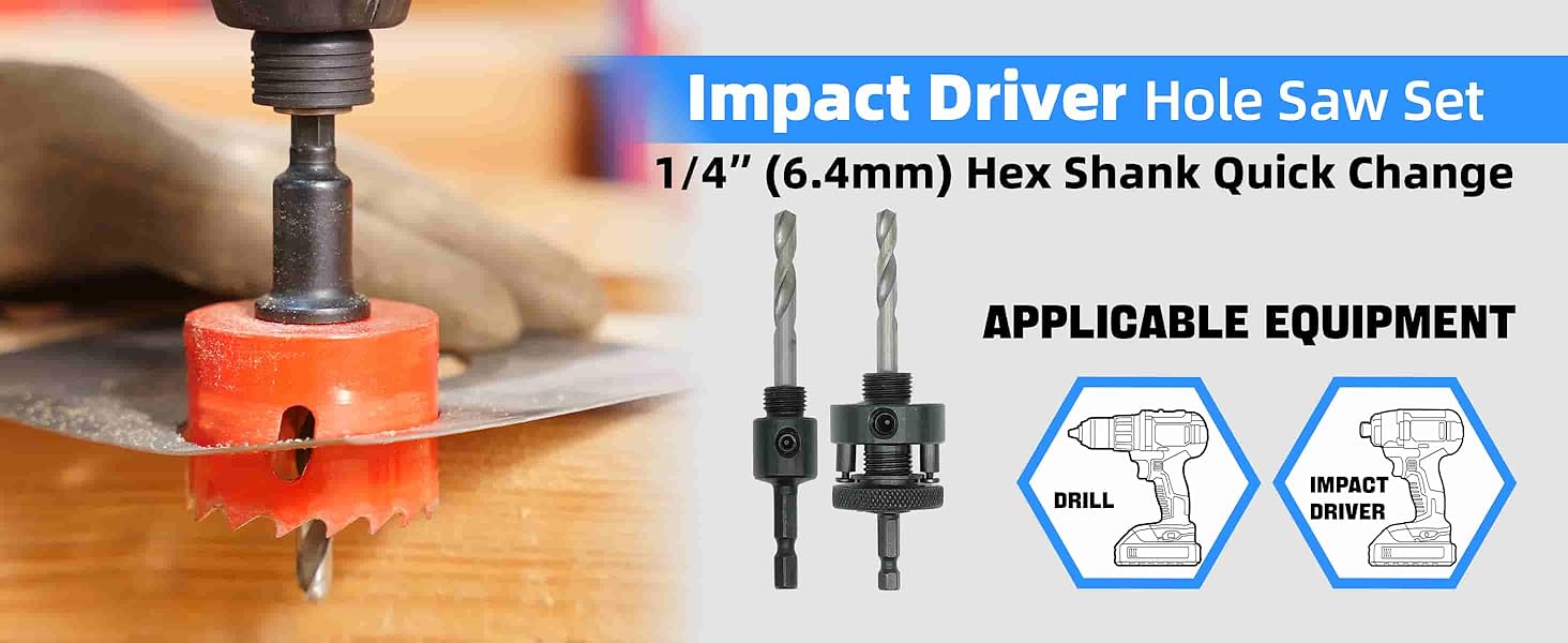 Handree 17 Pcs Hex Shank Bi-Metal Hole Saw Set