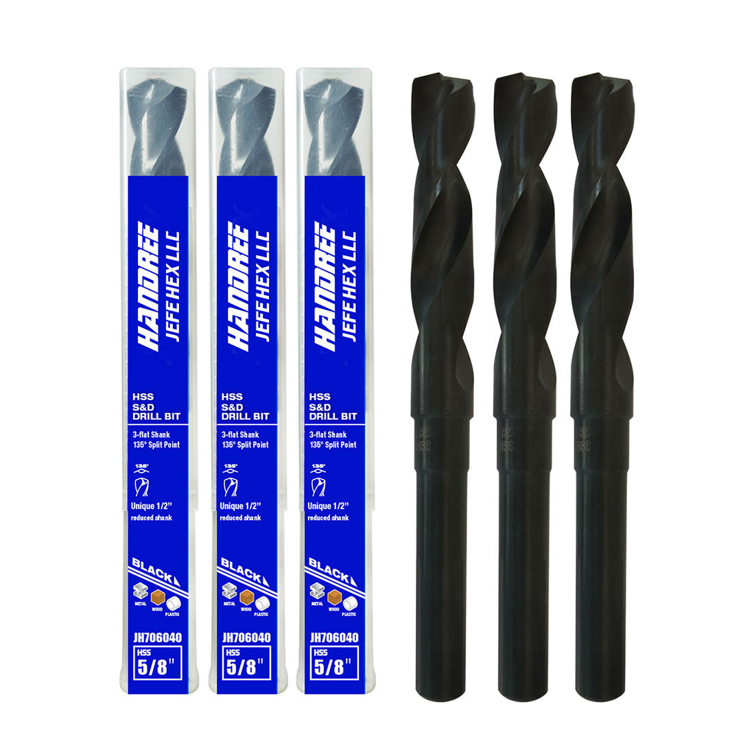Handree Reduced Shank Drill Bits, HSS, 135 Degrees Split Point, Black ...