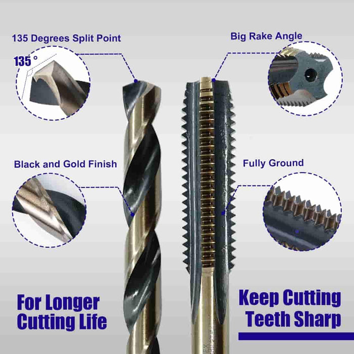 Handree 18 Pcs Metric Drill and Tap Sets