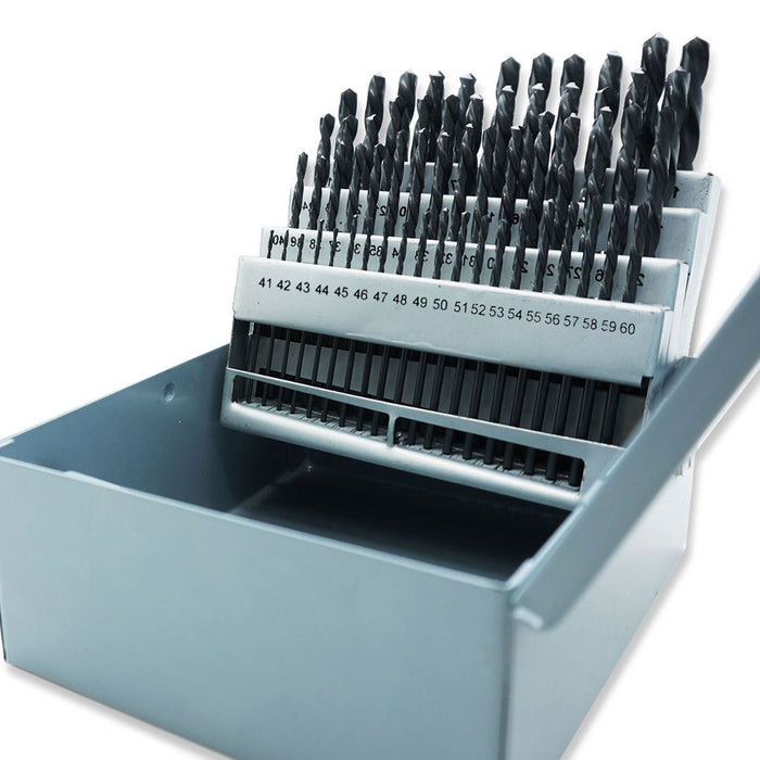 Handree 60 Pcs Wire Jobber Length Drill Bit Set, 118 Degrees, Round Shank, Black Finish