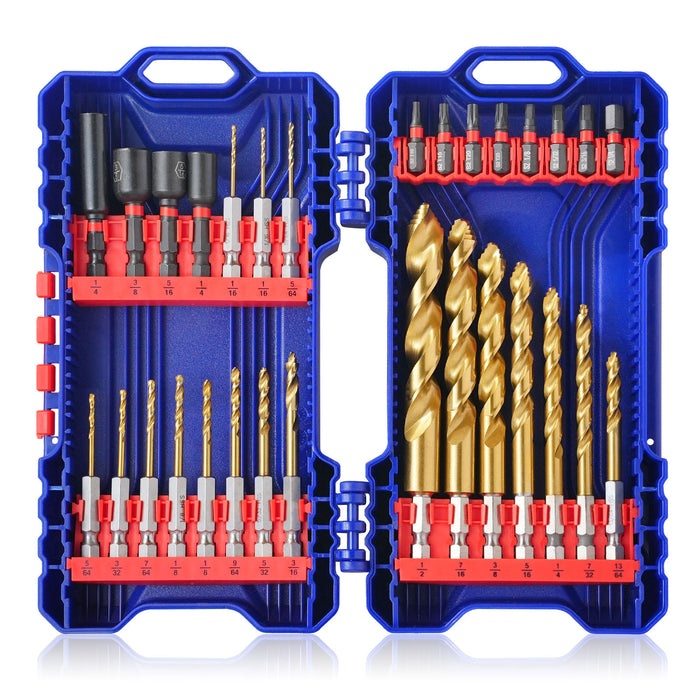 Handree 30pcs Hex Shank Stepped Point Drill Bit Set