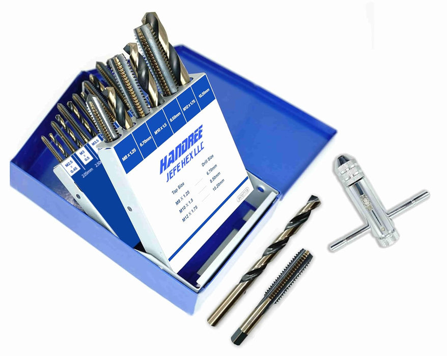 Handree 18 Pcs Metric Drill and Tap Sets