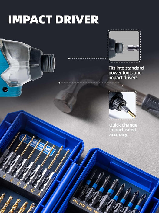 Handree 30 Pcs Hex Shank Drill Bit and Screw Driver Bit Sets