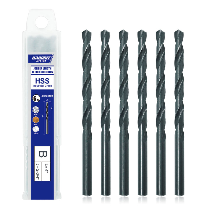 Handree Jobber Length Letter Drill Bits,HSS, 118 Degrees, Round Shank, Black Finish