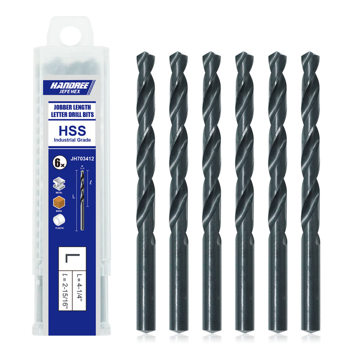 Handree Jobber Length Letter Drill Bits,HSS, 118 Degrees, Round Shank, Black Finish