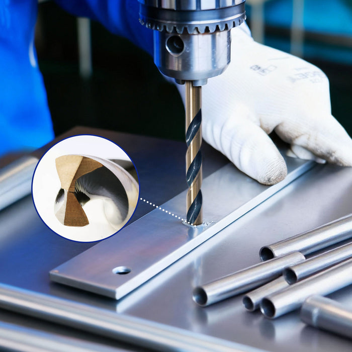 Handree Jobber Length Drill Bits, M2, 135 Degrees Split Point, Round Shank ,  Black and Gold Finish