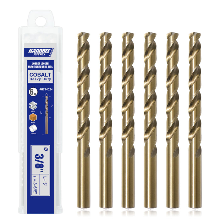Handree Jobber Length Fractional Drill Bits,M35, 135 Degrees Split Point Round Shank, Brozen Finish