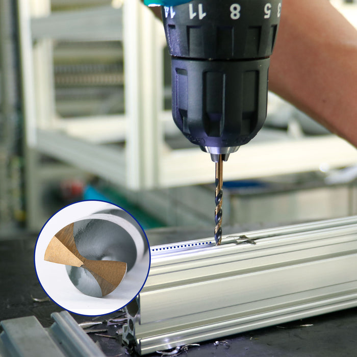 Handree Jobber Length Drill Bits, W4, 135 Degrees Split Point,  Three Flats Shank,  Black & Gold Finish