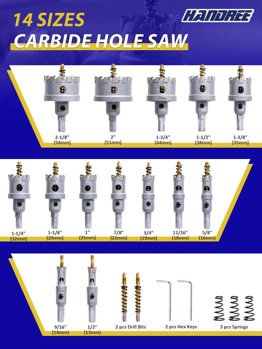 Handree 21 Pcs Carbide Hole Saw Set