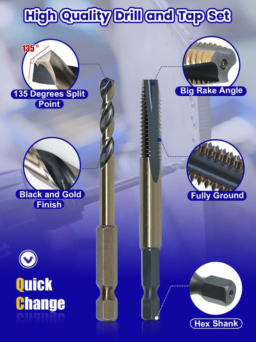 Handree 20 Pcs Hex Shank Drill and Tap Sets