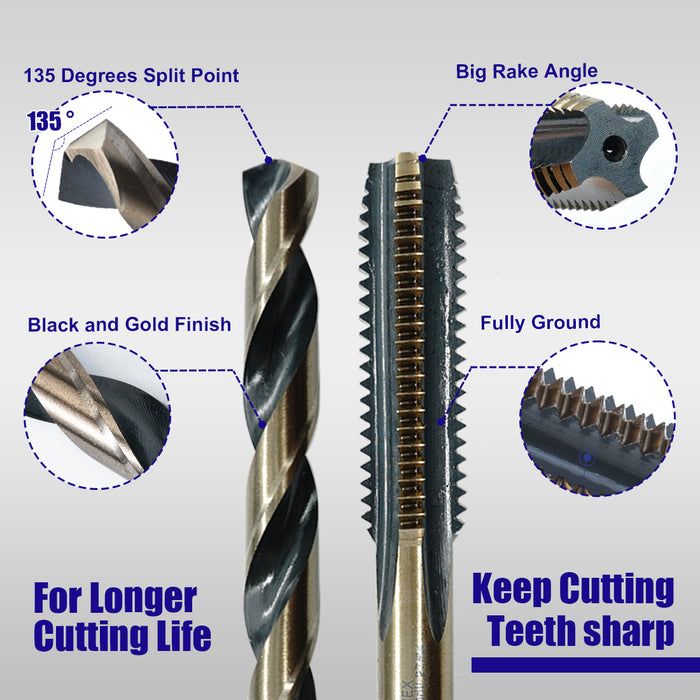Handree 18 Pcs SAE Drill and Tap Sets