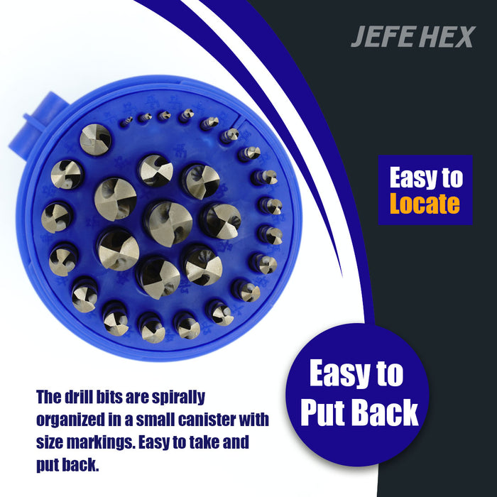 Handree 29 Pcs Fractional Jobber Length Drill Bit Set, M35, 135 Degrees Split Point, Three Flats Shank, Bronze Finish
