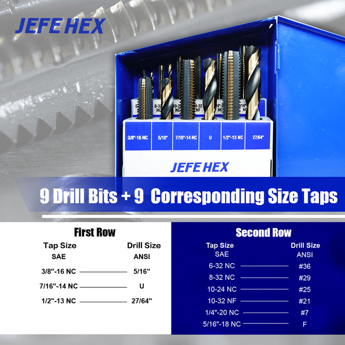 Handree 18 Pcs SAE Drill and Tap Sets