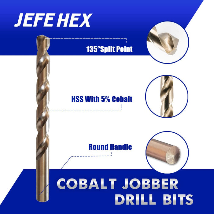 Handree 115 Pcs  Fractional Jobber Length Drill Bit Set, M35, 135 Degrees Split Point, Round Shank, Bronze Finish