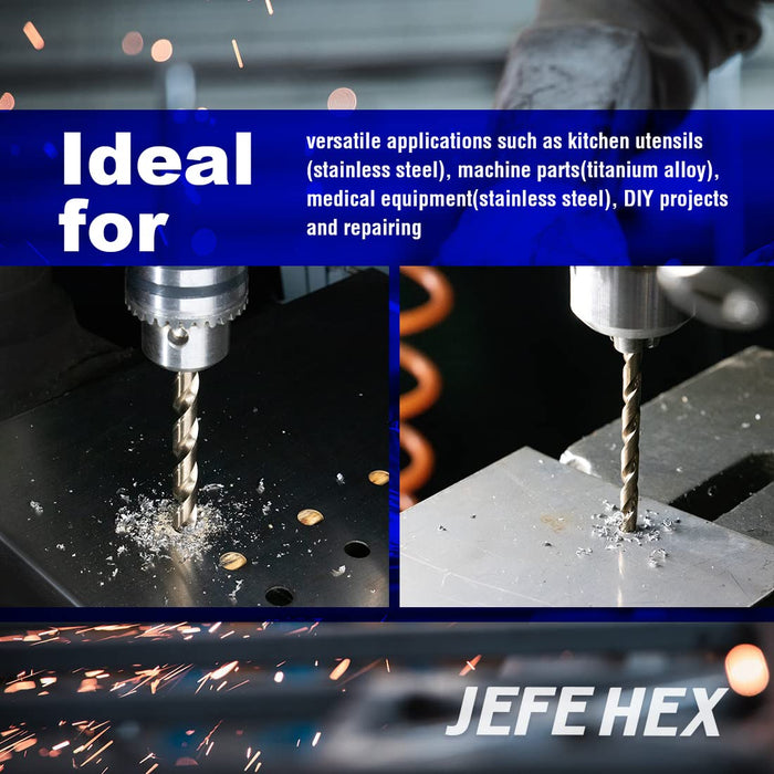 Handree 115 Pcs  Fractional Jobber Length Drill Bit Set, M35, 135 Degrees Split Point, Round Shank, Bronze Finish