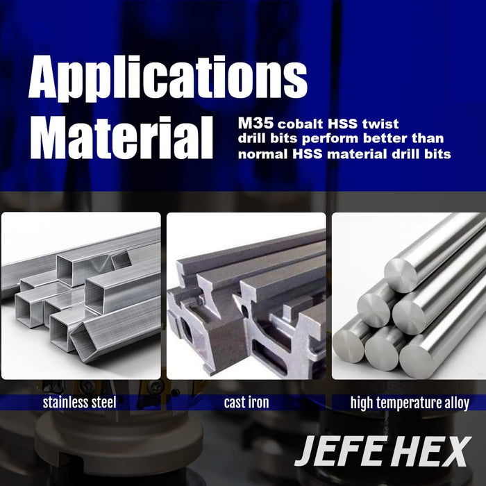 Handree 115 Pcs  Fractional Jobber Length Drill Bit Set, M35, 135 Degrees Split Point, Round Shank, Bronze Finish