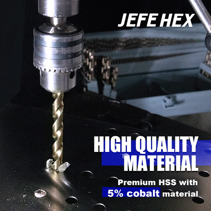 Handree 115 Pcs  Fractional Jobber Length Drill Bit Set, M35, 135 Degrees Split Point, Round Shank, Bronze Finish